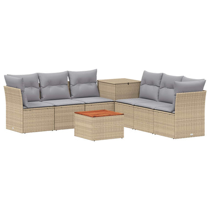 Sofa Sæt 8 stk. Beige og lys grå Poly Rattan og Stål