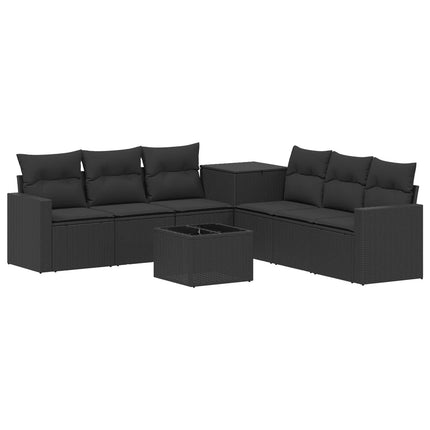 Sofa Sæt 8 stk. Sort Poly Rattan og Stål