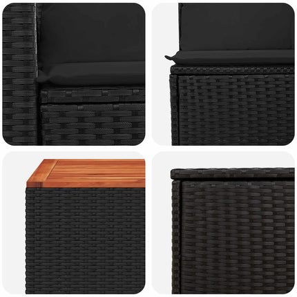 Sofa Sæt 8 stk. Sort Poly Rattan og Stål
