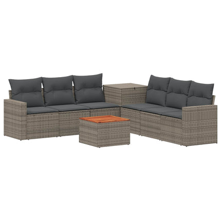 Sofa Sæt 8 stk. Grå og Mørkegrå Poly Rattan og Stål