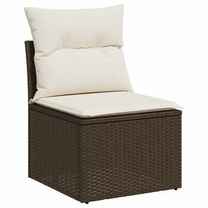 Sofa Sæt 8 stk. Brun og Creme Hvid Poly Rattan og Stål