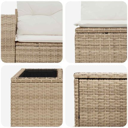 Sofa Sæt 8 stk. Beige og cremehvid Poly Rattan og Stål