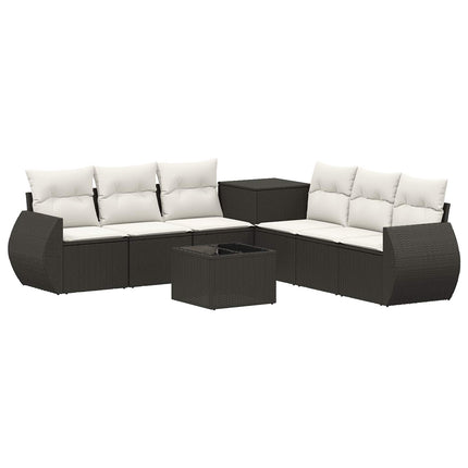 Sofa Sæt 8 stk. Sort og Cremehvid Poly Rattan og Stål