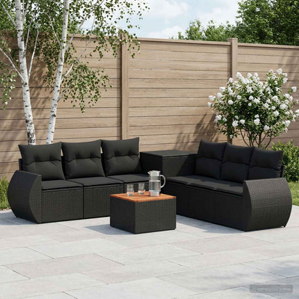 Sofa Sæt 8 stk. Sort Poly Rattan og Stål