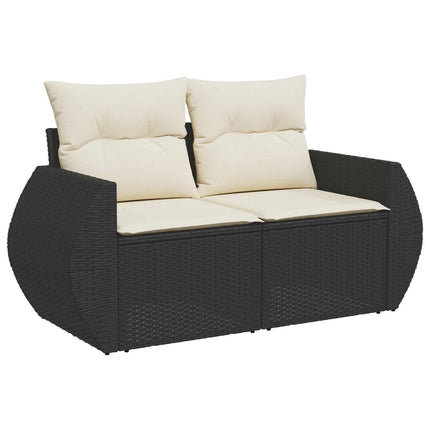 Sofa Sæt 8 stk. Sort og Cremehvid Poly Rattan og Stål