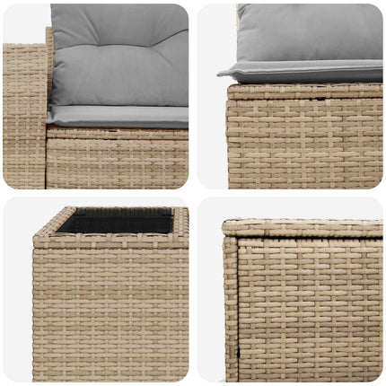 Sofa Sæt 8 stk. Beige og lys grå Poly Rattan og Stål