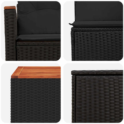 Sofa Sæt 8 stk. Sort Poly Rattan og Stål