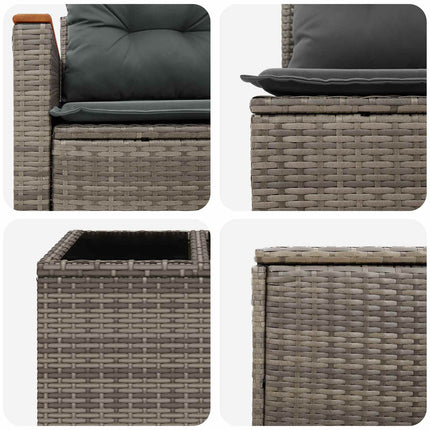 Sofa Sæt 8 stk. Grå og Mørkegrå Poly Rattan og Stål