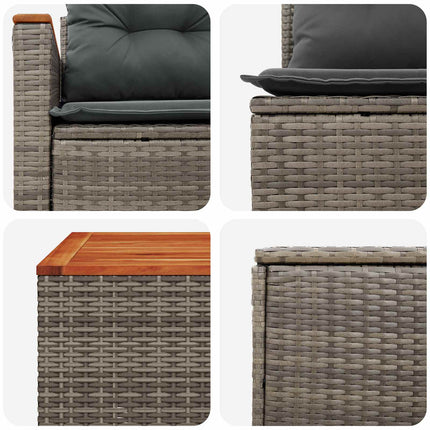 Sofa Sæt 8 stk. Grå og Mørkegrå Poly Rattan og Stål