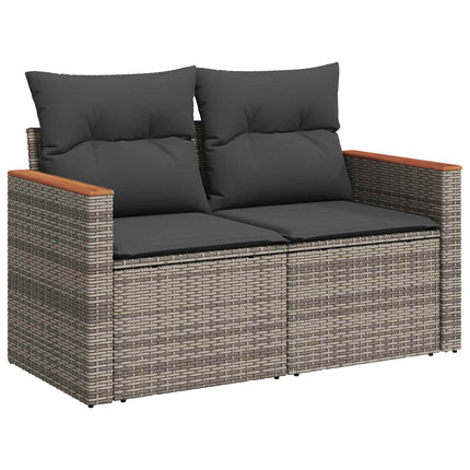 Sofa Sæt 8 stk. Grå og Mørkegrå Poly Rattan og Stål
