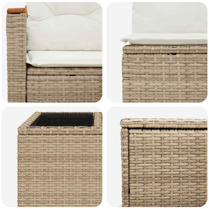 Sofa Sæt 8 stk. Beige og cremehvid Poly Rattan og Stål
