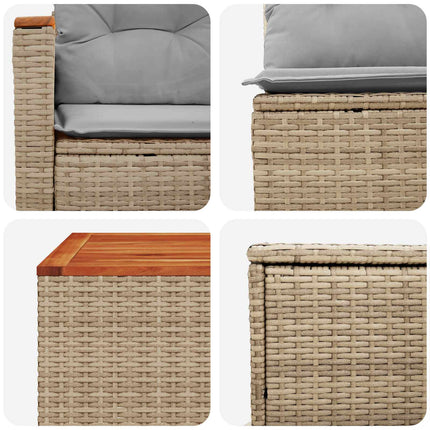 Sofa Sæt 8 stk. Beige og lys grå Poly Rattan og Stål
