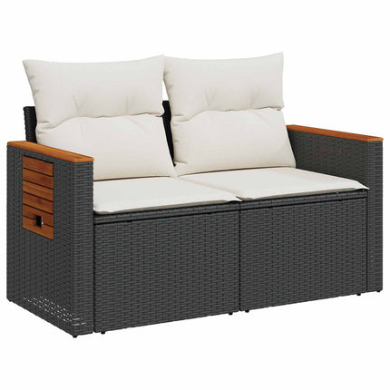 Sofa Sæt 8 stk. Sort og Cremehvid Poly Rattan og Stål