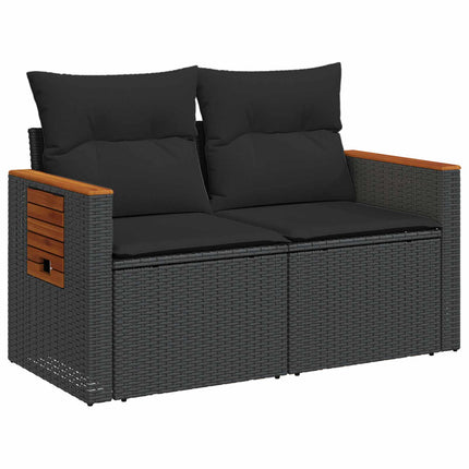 Sofa Sæt 8 stk. Sort Poly Rattan og Stål