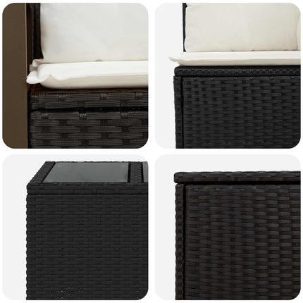 Sofa Sæt 8 stk. Sort og Cremehvid Poly Rattan og Stål
