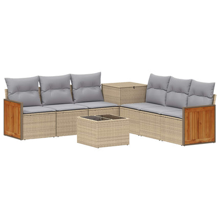 Sofa Sæt 8 stk. Beige og lys grå Poly Rattan og Stål