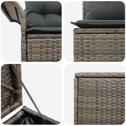 Sofa Sæt 7 stk. Grå og Mørkegrå Poly Rattan og Stål