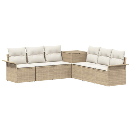 Sofa Sæt 7 stk. Beige og cremehvid Poly Rattan og Stål