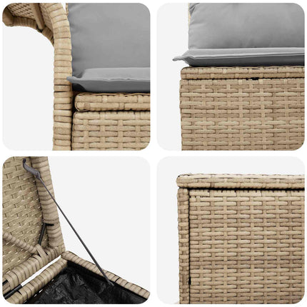 Sofa Sæt 7 stk. Beige og lys grå Poly Rattan og Stål