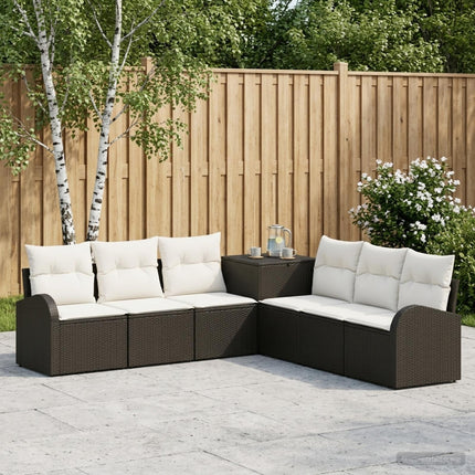 Sofa Sæt 7 stk. Sort og Cremehvid Poly Rattan og Stål