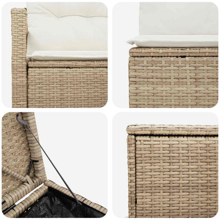 Sofa Sæt 7 stk. Beige og cremehvid Poly Rattan og Stål