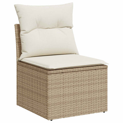 Sofa Sæt 7 stk. Beige og cremehvid Poly Rattan og Stål