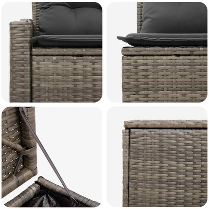 Sofa Sæt 7 stk. Grå og Mørkegrå Poly Rattan og Stål