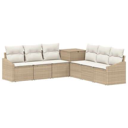 Sofa Sæt 7 stk. Beige og cremehvid Poly Rattan og Stål