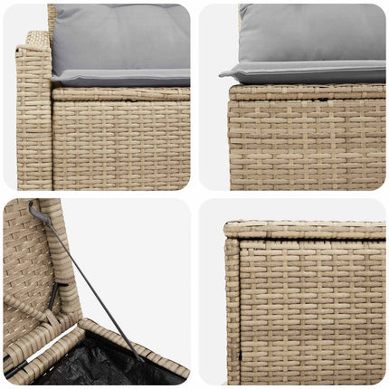 Sofa Sæt 7 stk. Beige og lys grå Poly Rattan og Stål