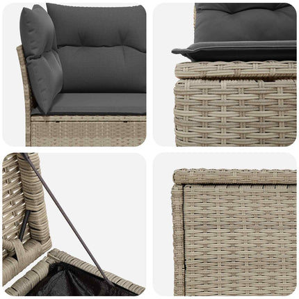 Sofa Sæt 7 stk. Lysegrå og mørkegrå Poly Rattan og Stål