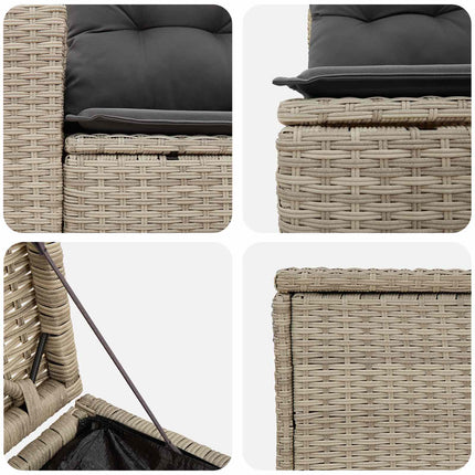 Sofa Sæt 7 stk. Lysegrå og mørkegrå Poly Rattan og Stål