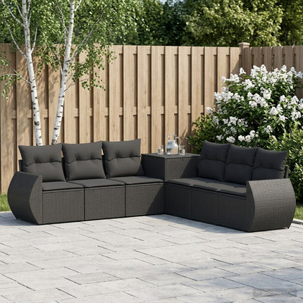 Sofa Sæt 7 stk. Sort Poly Rattan og Stål