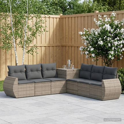 Sofa Sæt 7 stk. Grå og Mørkegrå Poly Rattan og Stål