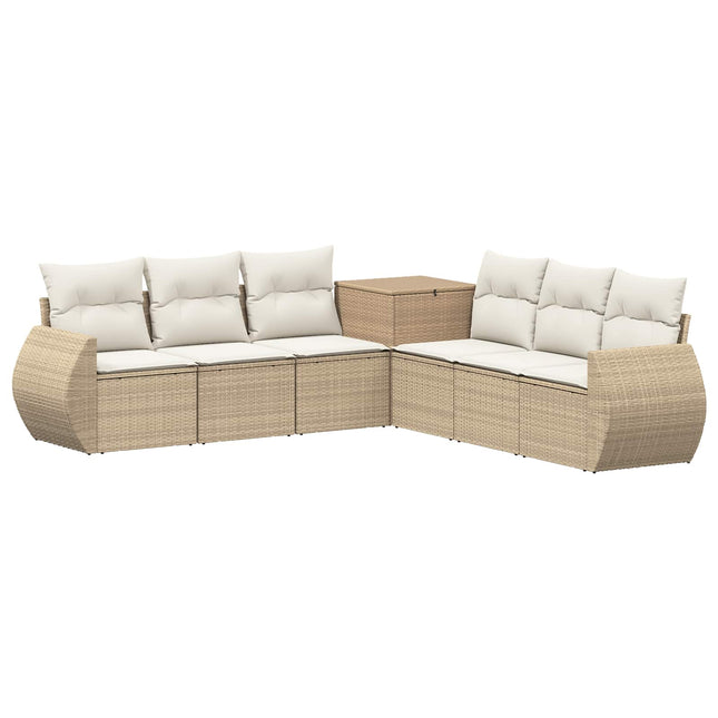 Sofa Sæt 7 stk. Beige og cremehvid Poly Rattan og Stål