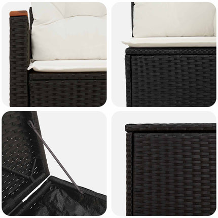 Sofa Sæt 7 stk. Sort og Cremehvid Poly Rattan og Stål