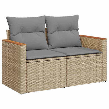 Sofa Sæt 7 stk. Beige og lys grå Poly Rattan og Stål