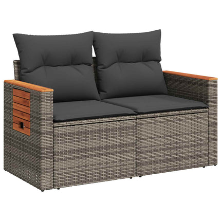 Sofa Sæt 7 stk. Grå og Mørkegrå Poly Rattan og Stål