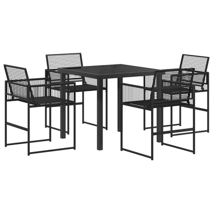Have Spisebordssæt 5 stk. Sort polyrattan