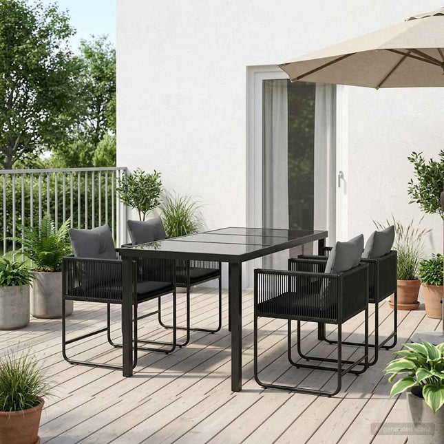 Have Spisebordssæt 5 stk. Sort og Anthracit polyrattan