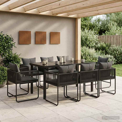 Have Spisebordssæt 9 pcs Sort og Anthracit 160 x 80 x 73 cm