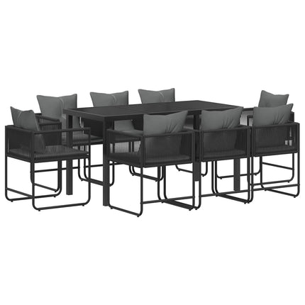 Have Spisebordssæt 9 pcs Sort og Anthracit 160 x 80 x 73 cm
