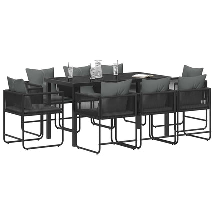 Have Spisebordssæt 9 pcs Sort og Anthracit 160 x 80 x 73 cm