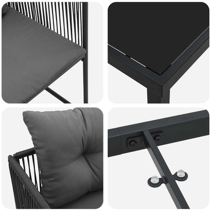 Have Spisebordssæt 9 pcs Sort og Anthracit 200 x 80 x 73 cm