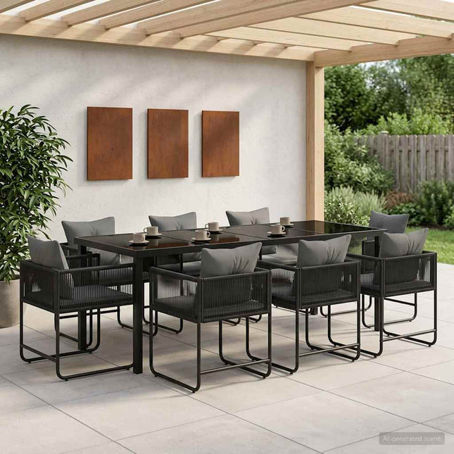 Have Spisebordssæt 9 stk. Sort og Anthracit polyrattan