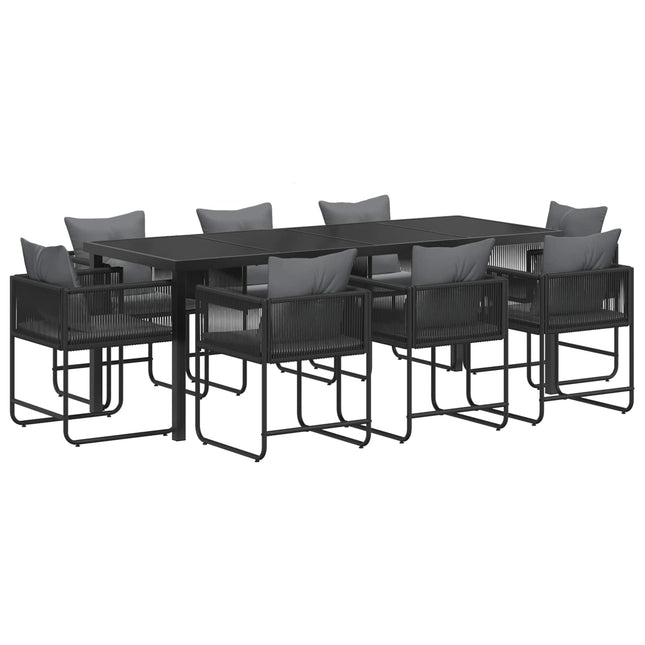Have Spisebordssæt 9 stk. Sort og Anthracit polyrattan