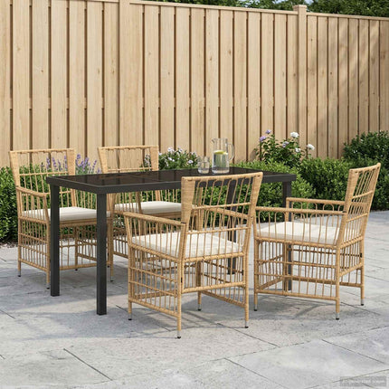 Udendørs spise sæt 5 stk. Naturfarvet polyrattan