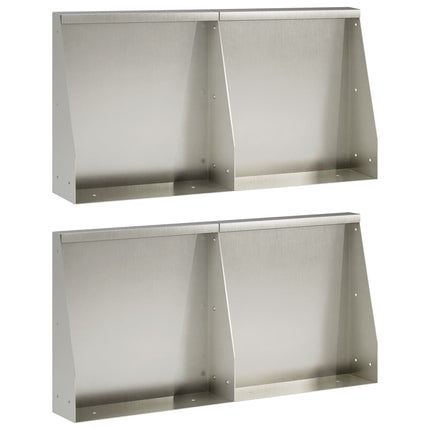 Støttemur 4 stk. 40 x 12 x 30 cm Rustfrit stål Sølv