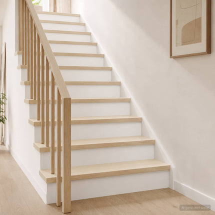 Trappe Tread 2 stk. 70 x 30 x 2 cm Hvid Massivt Eg Træ