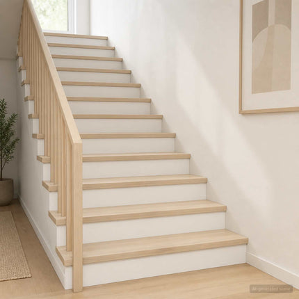Trappe Tread 2 stk. 120 x 25 x 2 cm Hvid Massivt Eg Træ