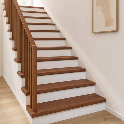 Trappe Tread 2 stk. 80 x 30 x 2 cm Mørk Brun Massivt Eg Træ